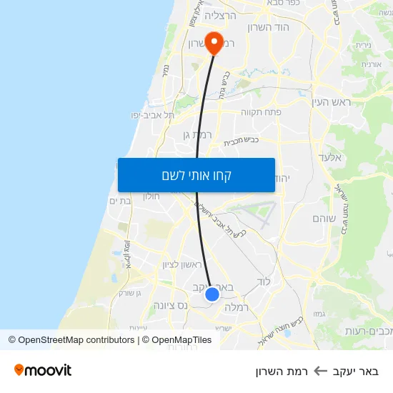 מפת באר יעקב לרמת השרון