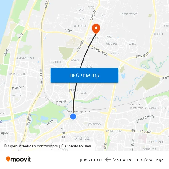 מפת קניון איילון/דרך אבא הלל לרמת השרון