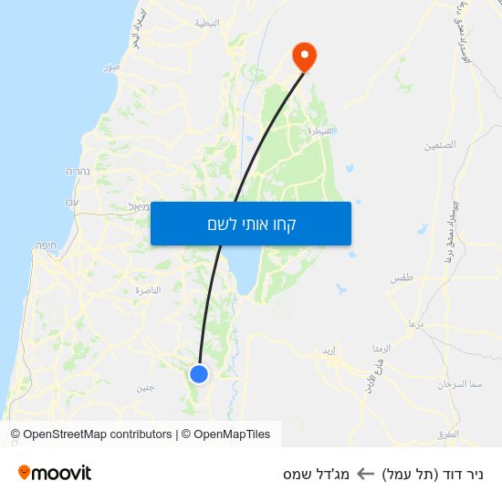 מפת ניר דוד (תל עמל) למג'דל שמס