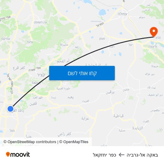מפת באקה אל-גרביה לכפר יחזקאל
