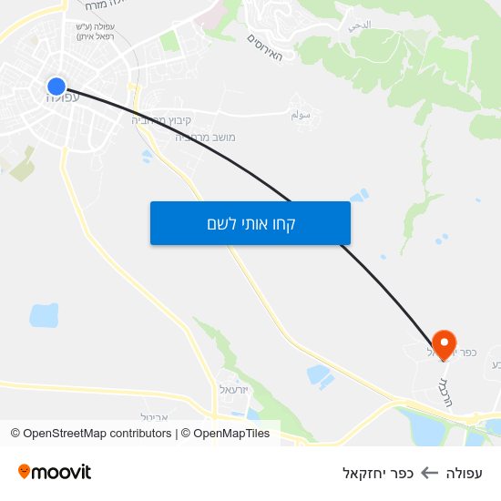 מפת עפולה לכפר יחזקאל