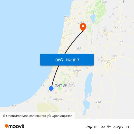 מפת ניר עקיבא לכפר יחזקאל