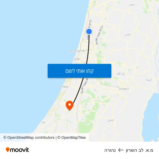 מפת מ.א. לב השרון לנהורה