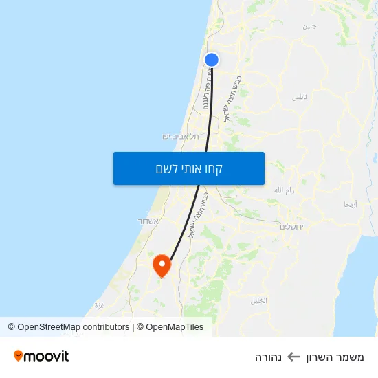 מפת משמר השרון לנהורה