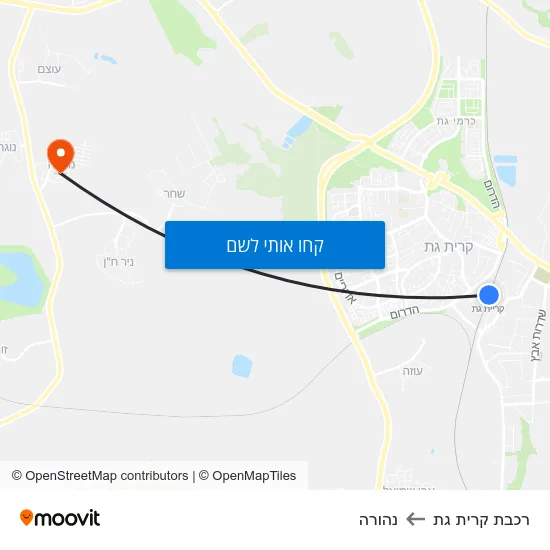 מפת רכבת קרית גת לנהורה