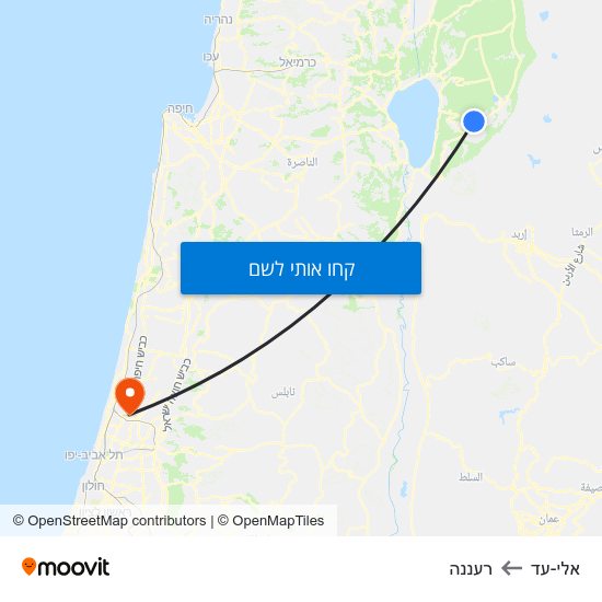 מפת אלי-עד לרעננה