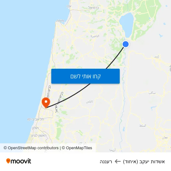 מפת אשדות יעקב (איחוד) לרעננה