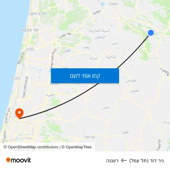 מפת ניר דוד (תל עמל) לרעננה
