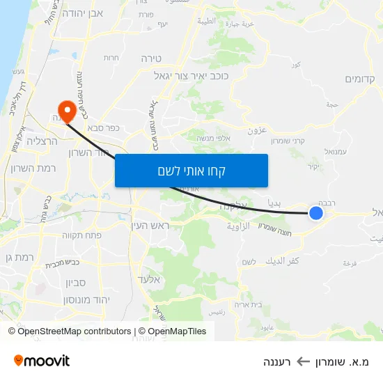 מפת מ.א. שומרון לרעננה