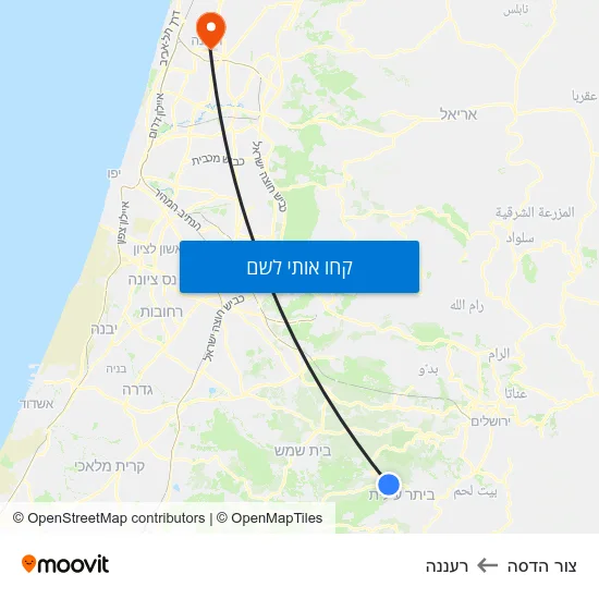 מפת צור הדסה לרעננה