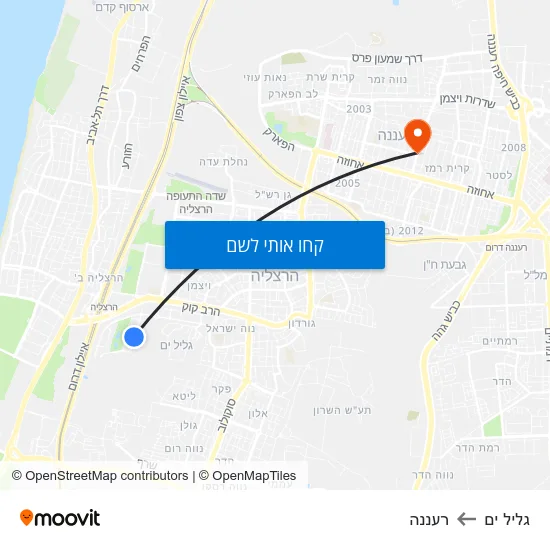 מפת גליל ים לרעננה