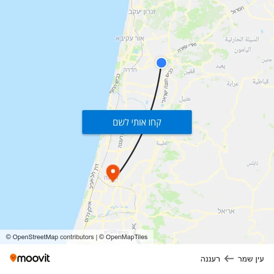 מפת עין שמר לרעננה