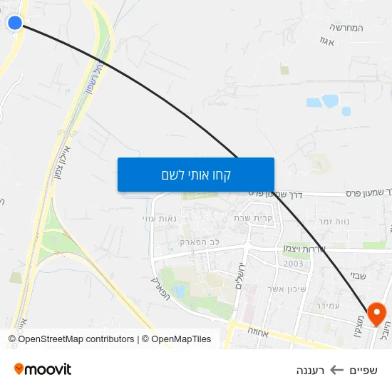 מפת שפיים לרעננה