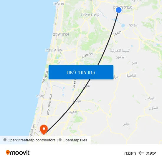 מפת יפעת לרעננה