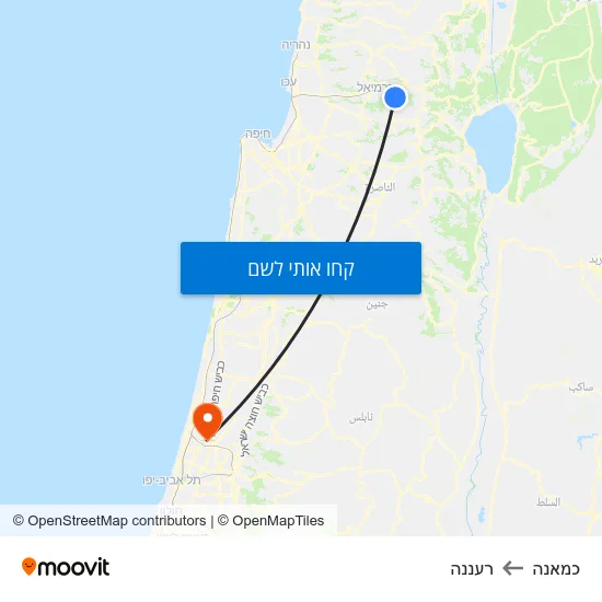 מפת כמאנה לרעננה