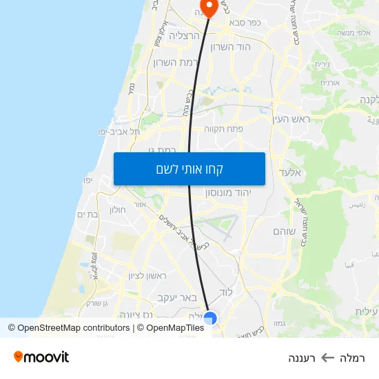 מפת רמלה לרעננה
