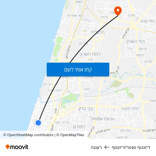 מפת דיזנגוף סנטר/דיזנגוף לרעננה