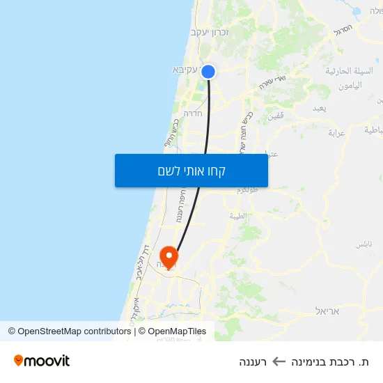מפת ת. רכבת בנימינה לרעננה