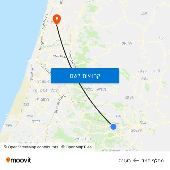 מפת מחלף חמד לרעננה