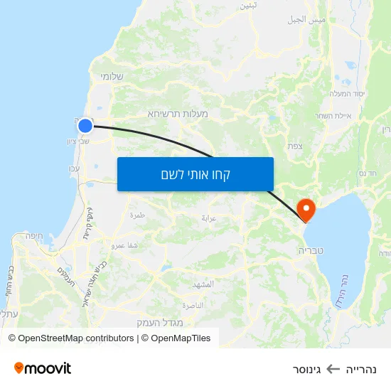 מפת נהרייה לגינוסר