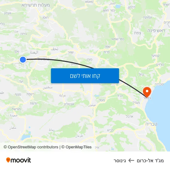 מפת מג'ד אל-כרום לגינוסר