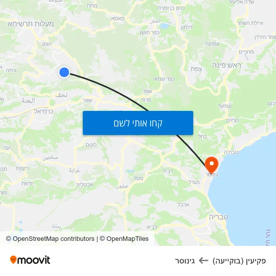 מפת פקיעין (בוקייעה) לגינוסר