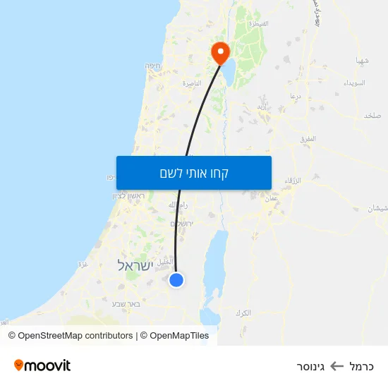 מפת כרמל לגינוסר