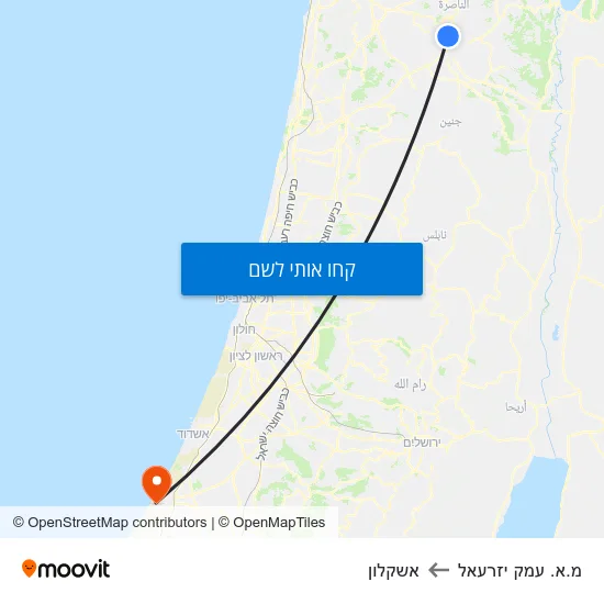 מפת מ.א. עמק יזרעאל לאשקלון