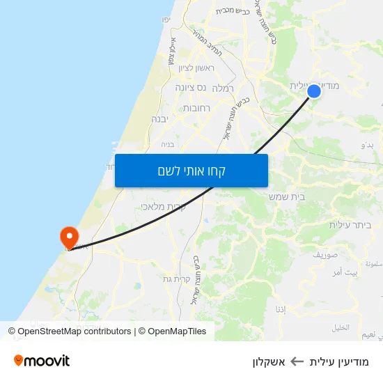 מפת מודיעין עילית לאשקלון