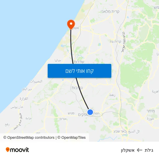 מפת גילת לאשקלון