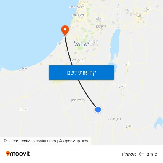 מפת צוקים לאשקלון