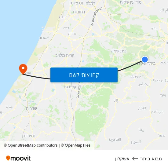 מפת מבוא ביתר לאשקלון
