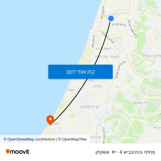 מפת מחלף גהה/כביש 4 לאשקלון