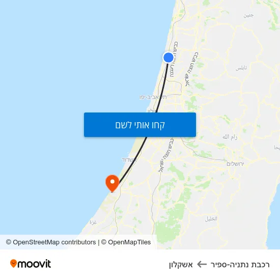 מפת רכבת נתניה-ספיר לאשקלון