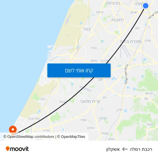 מפת רכבת רמלה לאשקלון