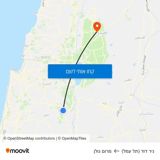 מפת ניר דוד (תל עמל) למרום גולן
