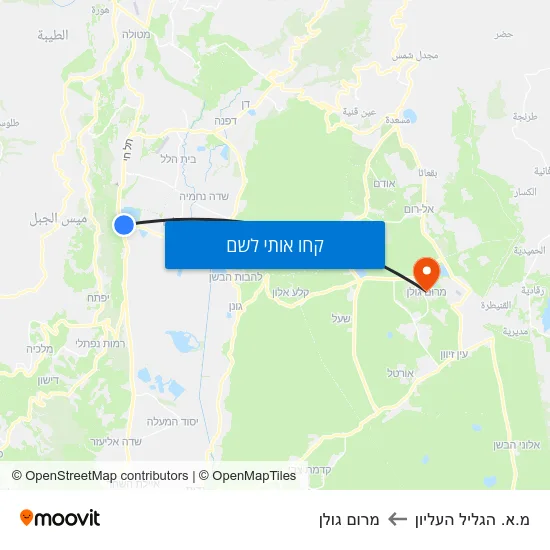 מפת מ.א. הגליל העליון למרום גולן