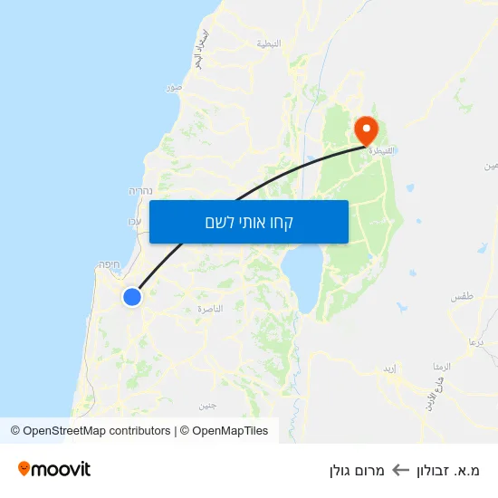 מפת מ.א. זבולון למרום גולן
