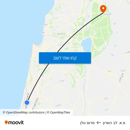 מפת מ.א. לב השרון למרום גולן