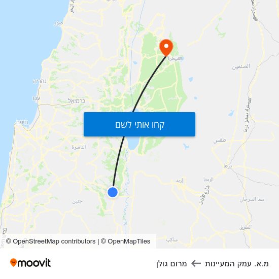 מפת מ.א. עמק המעיינות למרום גולן