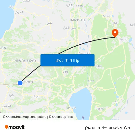 מפת מג'ד אל-כרום למרום גולן