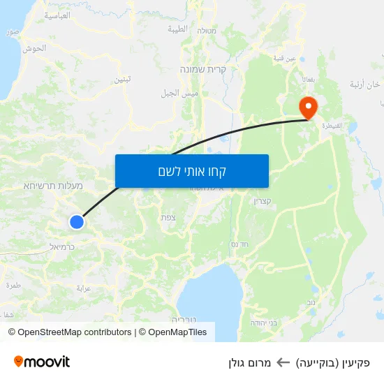 מפת פקיעין (בוקייעה) למרום גולן