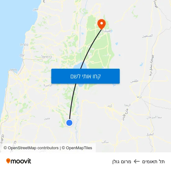 מפת תל תאומים למרום גולן