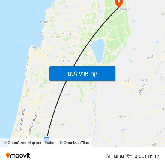 מפת קריית נטפים למרום גולן