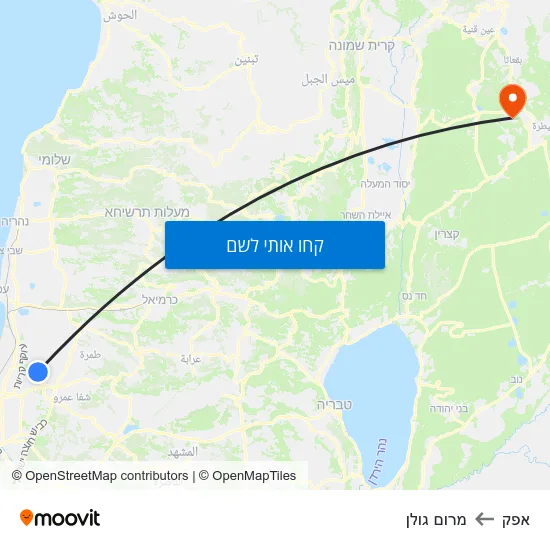 מפת אפק למרום גולן