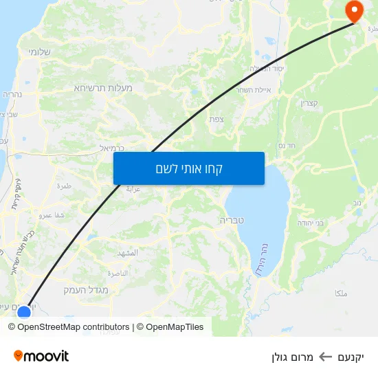 מפת יקנעם למרום גולן
