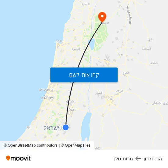 מפת הר חברון למרום גולן