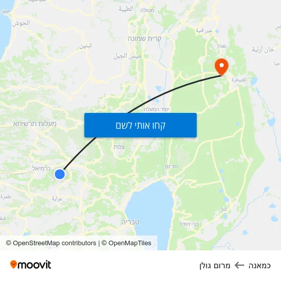 מפת כמאנה למרום גולן