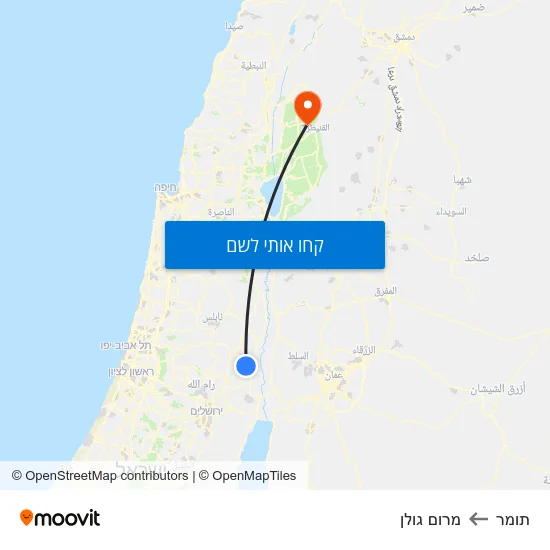 מפת תומר למרום גולן
