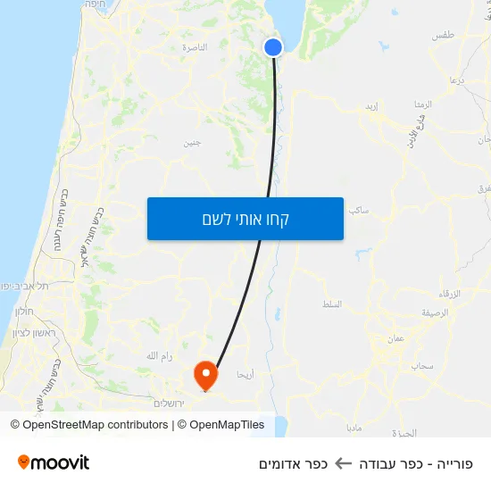 מפת פורייה - כפר עבודה לכפר אדומים